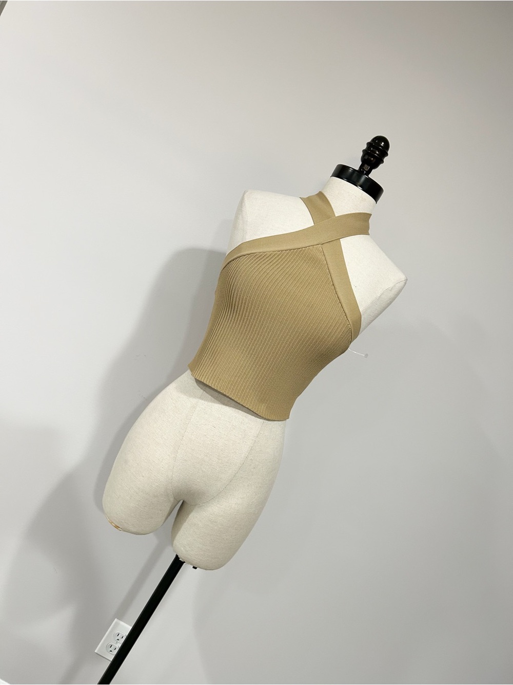 Forever 21 One-Shoulder Ribbed Crop Top in Khaki